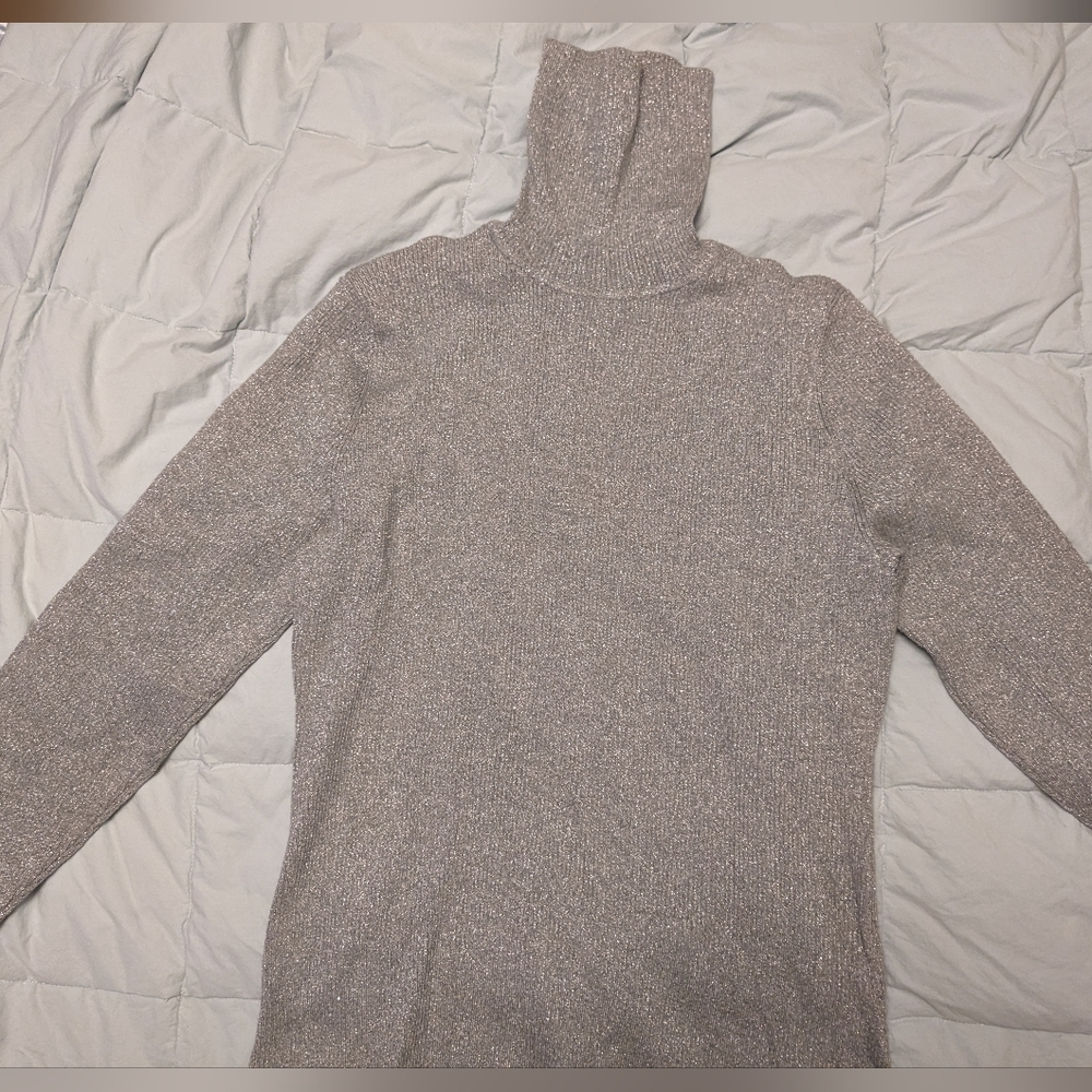 Liz Claiborne Sparkly Silver Turtleneck Sweater Women's 1X / XL